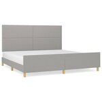 vidaXL Cadre de lit avec tête de lit Gris clair 200x200 cm Tissu