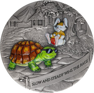 Monnaie TORTOISE AND HARE Fables and Proverbs 2 Oz Argent 2000 Francs Cameroon 2026