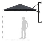 vidaXL Parasol mural avec mât métallique 300 cm Anthracite