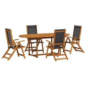 vidaXL Ensemble à manger de jardin 5Pièces bois d'acacia solide textilène