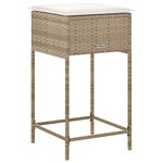 vidaXL Tabourets de bar jardin avec coussins lot de 2 beige poly rotin
