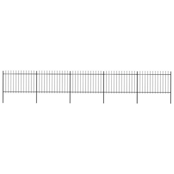 vidaXL Clôture de jardin avec dessus en lance Acier 8 5 x 1 2 m Noir