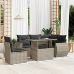 vidaXL Salon de jardin 6 Pièces avec coussins gris clair résine tressée