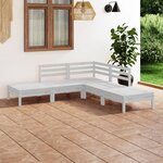 vidaXL Salon de jardin 5 Pièces Bois de pin massif Blanc