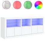 vidaXL Buffet avec lumières LED blanc 162x37x67 cm