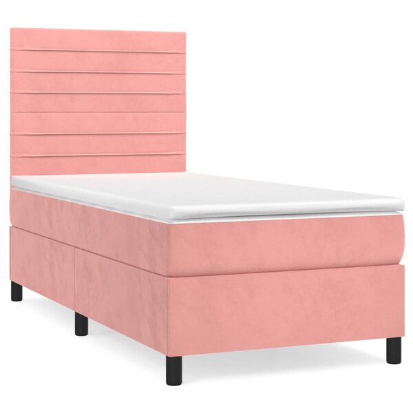 vidaXL Sommier à lattes de lit avec matelas Rose 90x190 cm Velours