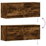 vidaXL Meuble TV mural avec lumières LED chêne fumé 100x31x35 cm