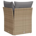 vidaXL Canapé d'angle de jardin avec coussins beige résine tressée