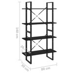 vidaXL Bibliothèque à 4 niveaux Noir 80x30x140 cm Bois de pin massif