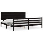 vidaXL Cadre de lit avec tête de lit noir 200x200 cm bois massif