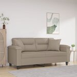 vidaXL Canapé 2 places avec oreillers taupe 140 cm tissu microfibre