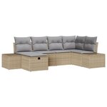vidaXL Ensemble de Canapé de Jardin de 6 pièces avec Coussins Beige en Poly Rattan