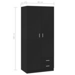 vidaXL Garde-robe Noir 80x52x180 cm Aggloméré