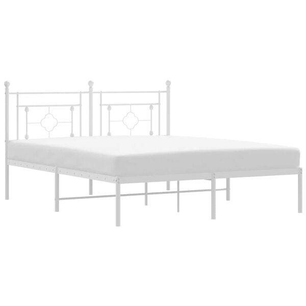 vidaXL Cadre de lit métal avec tête de lit blanc 150x200 cm