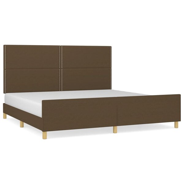 vidaXL Cadre de lit avec tête de lit Marron foncé 200x200 cm Tissu
