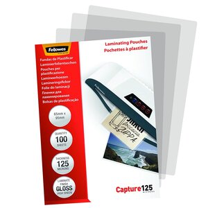 Pochette à plastifier 60 x 90 mm 250 microns (2x125) Pack de 100 FELLOWES