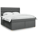 vidaXL Sommier à lattes de lit avec matelas Gris foncé 180x200cm Tissu