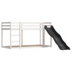 vidaXL Lit superposé avec toboggan et rideaux blanc et noir 90x190 cm