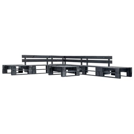 vidaXL Canapés de jardin palette 6 Pièces noir bois