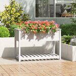 vidaXL Jardinière avec étagère Blanc 111 5x54x81 cm Bois massif de pin