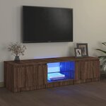 vidaXL Meuble TV avec lumières LED Chêne marron 140x40x35 5 cm