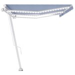 vidaXL Auvent manuel rétractable avec LED 600x350 cm Bleu et blanc