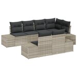 vidaXL Ensemble de Canapés de Jardin 7 Pièces avec Coussins Gris Clair Rattan Poly