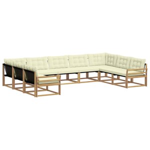 vidaXL Ensemble de canapés d'extérieur 9 Pièces Blanc et crème