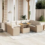 vidaXL Salon de jardin avec coussins 10 Pièces beige résine tressée