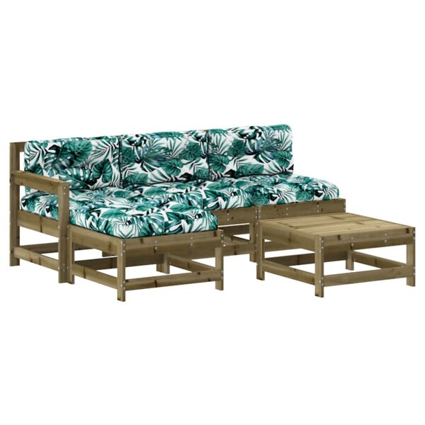 vidaXL Salon de jardin 5 Pièces avec coussins bois de pin imprégné