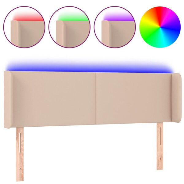 vidaXL Tête de lit à LED Cappuccino 147x16x78/88 cm Similicuir