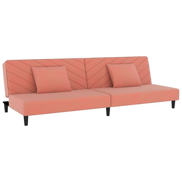 vidaXL Canapé-lit à 2 places avec deux oreillers Rose Velours
