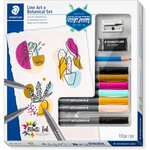 Kit de dessin line art & botanical set  10 pièces staedtler