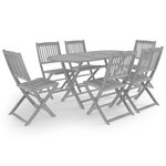 vidaXL Mobilier à dîner de jardin 7 Pièces Bois d'acacia massif Gris