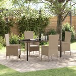 Ensemble de jardin 5 pièces avec coussins en rotin poly beige vidaXL