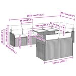 Ensemble de sofa de jardin 9 pièces avec coussins en rotin poly gris clair