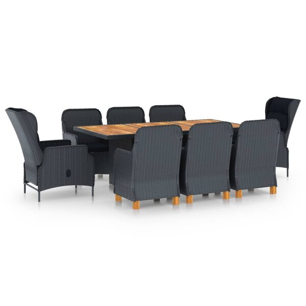 vidaXL Ensemble à manger 9 Pièces avec coussins résine tressée gris foncé