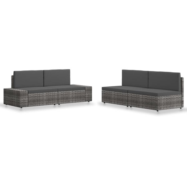 vidaXL Salon de jardin 4 Pièces Résine tressée Gris