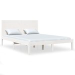 vidaXL Cadre de lit Blanc Bois de pin massif 140x190 cm