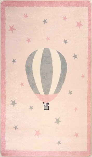 Tapis enfant MONGOLFIERE 80 x 150 cm - Rose