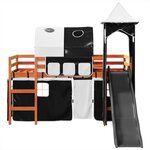 vidaXL Lit mezzanine enfants et tour blanc/noir 90x200 cm pin massif