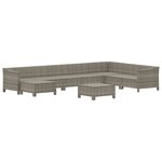 vidaXL Salon de jardin 9 Pièces avec coussins Gris Résine tressée