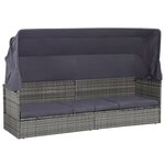 vidaXL Lit de jardin avec auvent Gris 205x62 cm Résine tressée