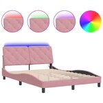 vidaXL Cadre de lit avec lumières LED rose 120x200 cm velours