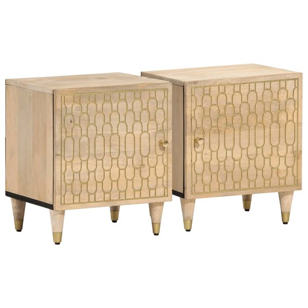 vidaXL Tables de chevet 2 Pièces 40x33x46 cm Bois de manguier solide