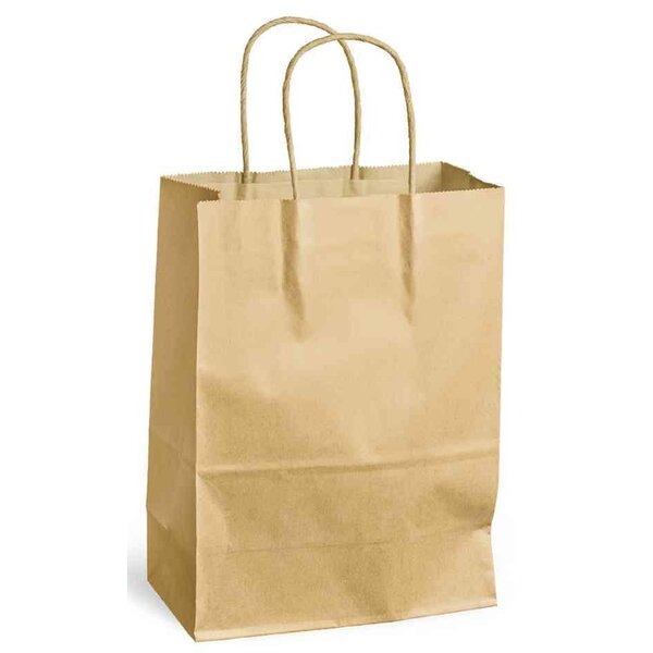Sac à poignées torsadées kraft 80g taille xs 24x8x18cm brun x 20 mailmedia