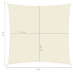 vidaXL Voile d'ombrage 160 g/m² Crème 3x3 m PEHD