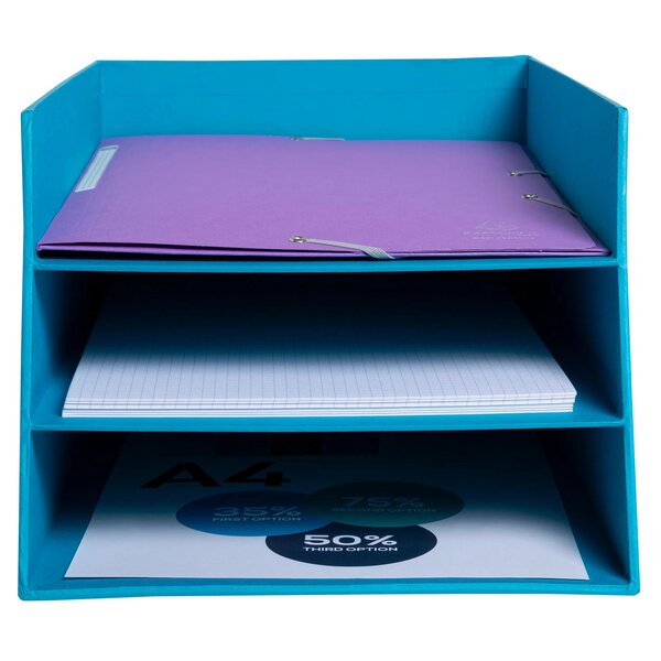 Corbeille À Courrier Combo 3 Niveaux Carton Teksto - Turquoise - X 4 - Exacompta