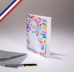 Carte double c'est chic ! Créée et imprimée en france - chat dorure bleue