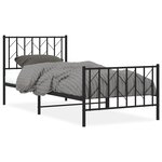 vidaXL Cadre de lit métal sans matelas avec pied de lit noir 90x190 cm